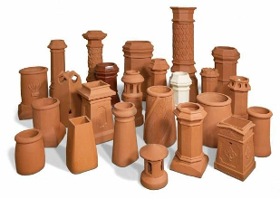Chimney pots on a rooftop