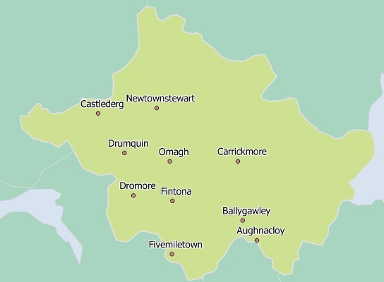 Map showing areas covered in County Tyrone